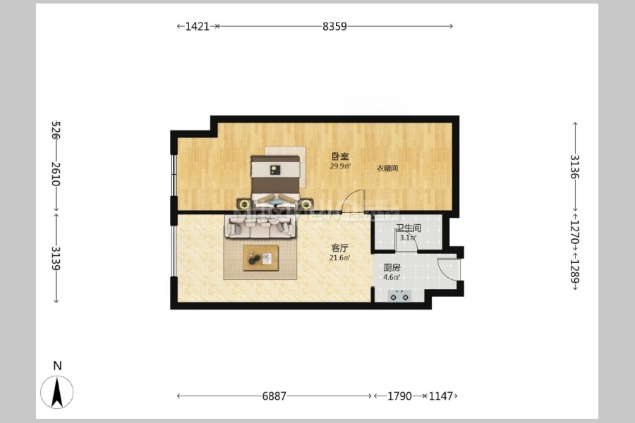 XingHuONE&nbsp;1bedroom&nbsp;100sqm&nbsp;&yen;8,300&nbsp;18619